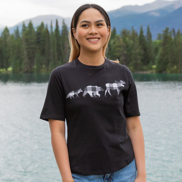 Ladies Petite Fit Black Buffalo 3 Animal T-Shirt