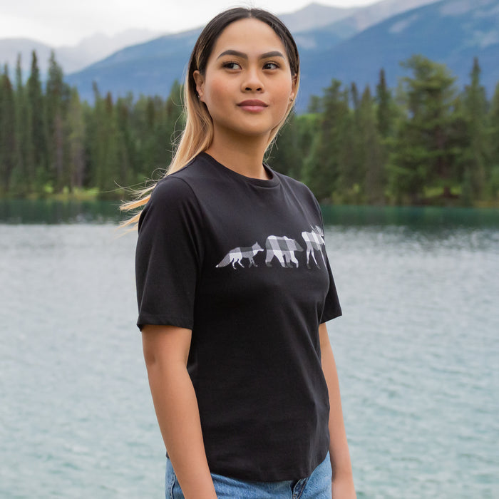 Ladies Petite Fit Black Buffalo 3 Animal T-Shirt