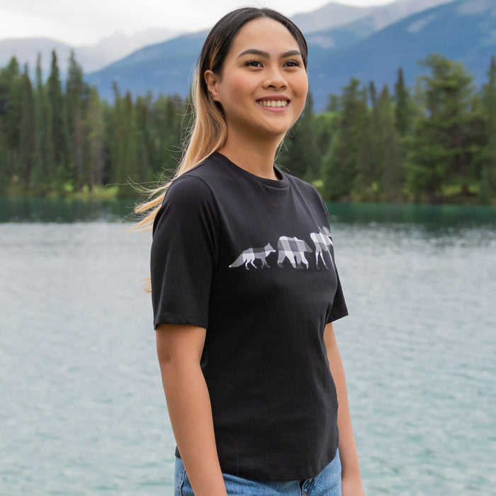 Ladies Petite Fit Black Buffalo 3 Animal T-Shirt