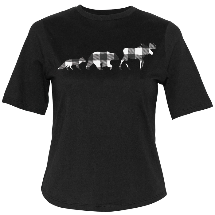 Ladies Petite Fit Black Buffalo 3 Animal T-Shirt