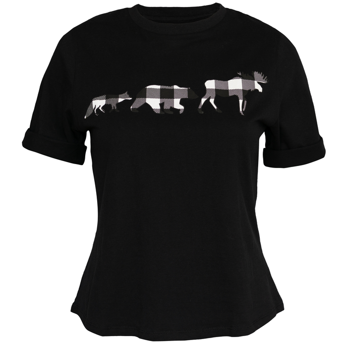 Ladies Petite Fit Black Buffalo 3 Animal T-Shirt