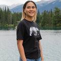 Ladies Petite Fit Black Buffalo Check Bear T-Shirt