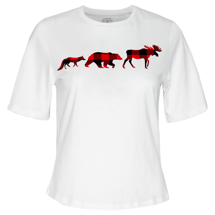 Ladies Petite Fit Red 3 Animal T-Shirt