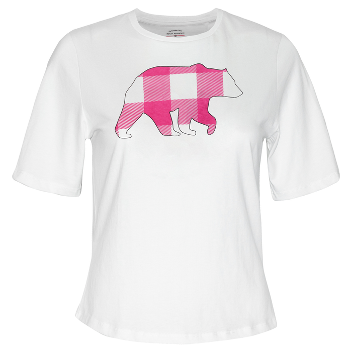 Ladies Petite Fit White with Pink Bear T-Shirt
