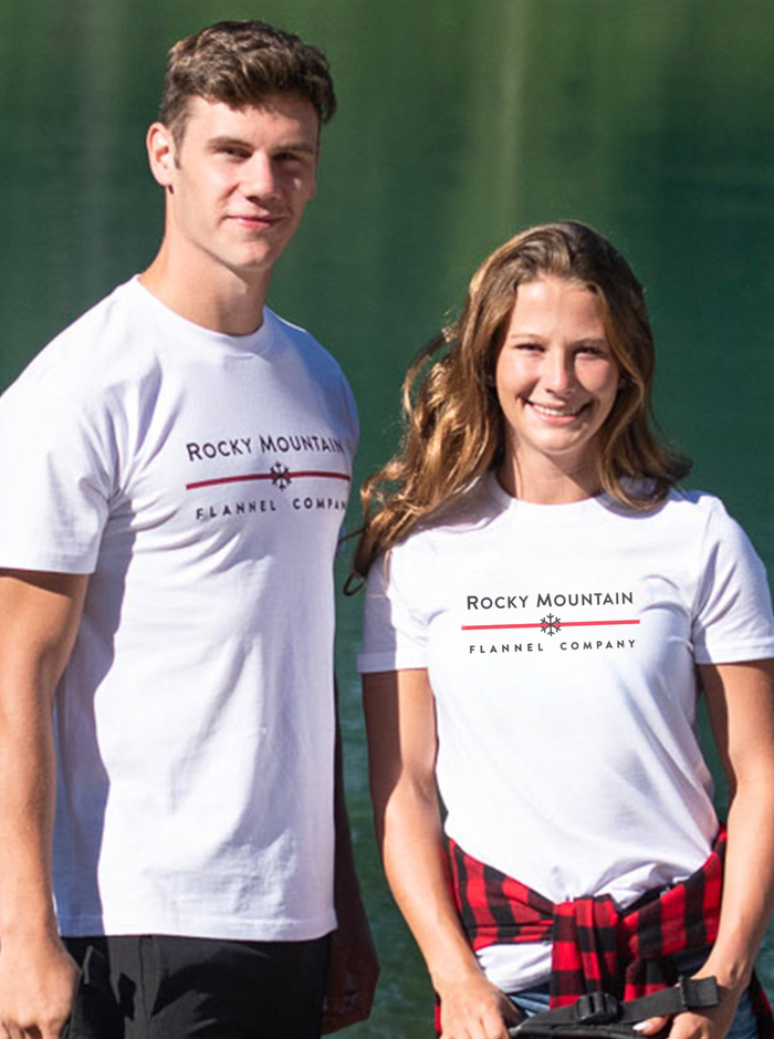 Ladies Rocky Mountain Flannel Company T-shirt in White