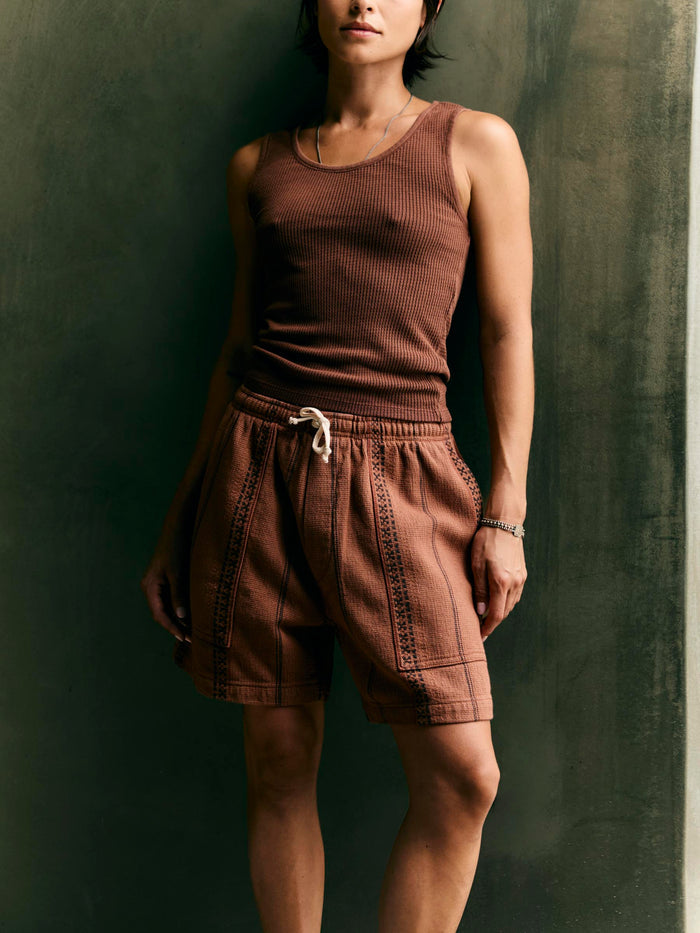 Dark Slate Gray lagos lounge short in brown