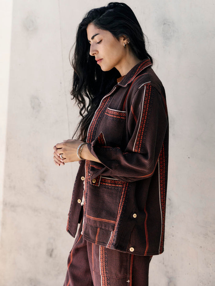 Black lagos woven border jacket