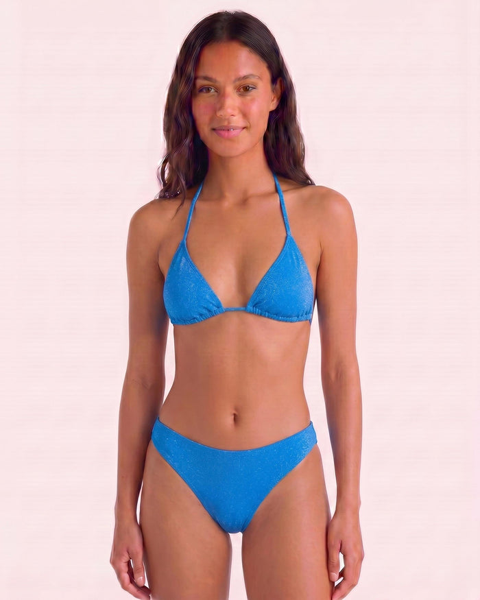 LAOMI GLITTER BIKINI TOP - VICTORIA BLUE SILVER