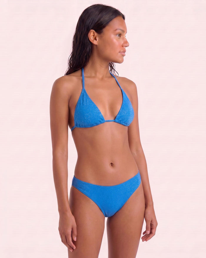 LAOMI GLITTER BIKINI TOP - VICTORIA BLUE SILVER