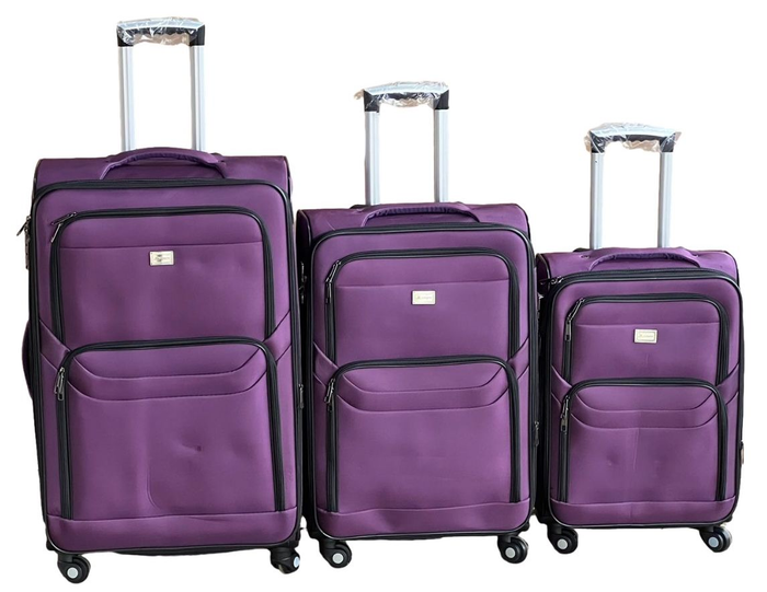 Le Emporer Fabric 3 Piece Luggage- Double Zip Suitcase
