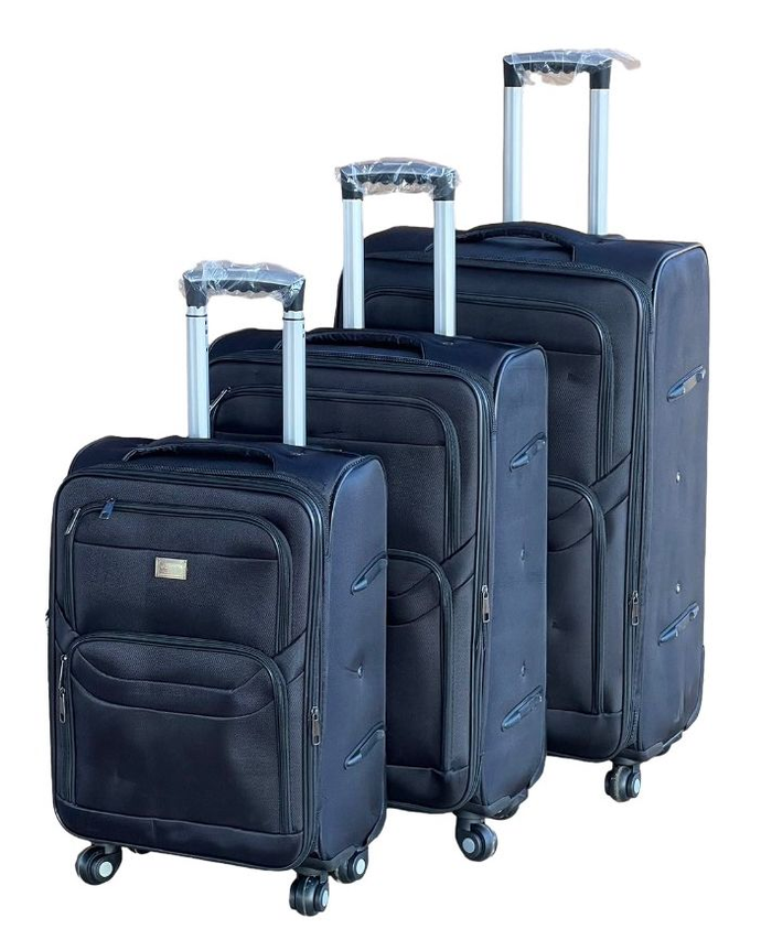 Le Emporer Fabric 3 Piece Luggage- Double Zip Suitcase