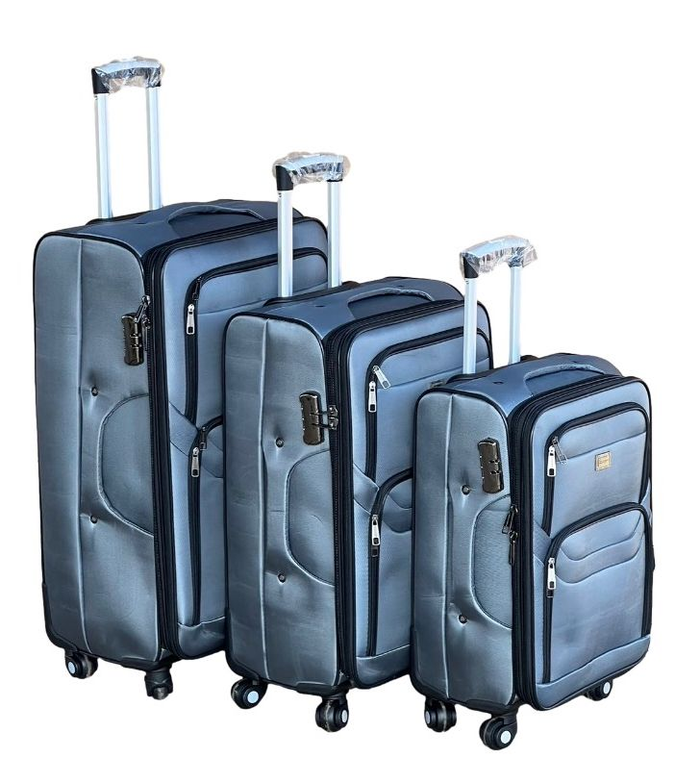 Le Emporer Fabric 3 Piece Luggage- Double Zip Suitcase
