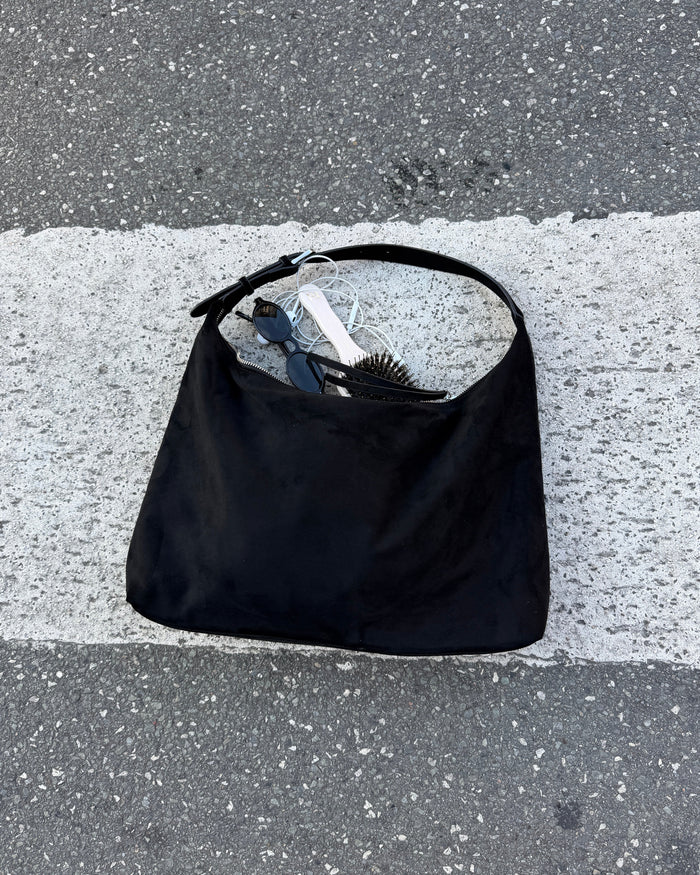 LEAH SUEDE BAG - BLACK - Dinvintageshop