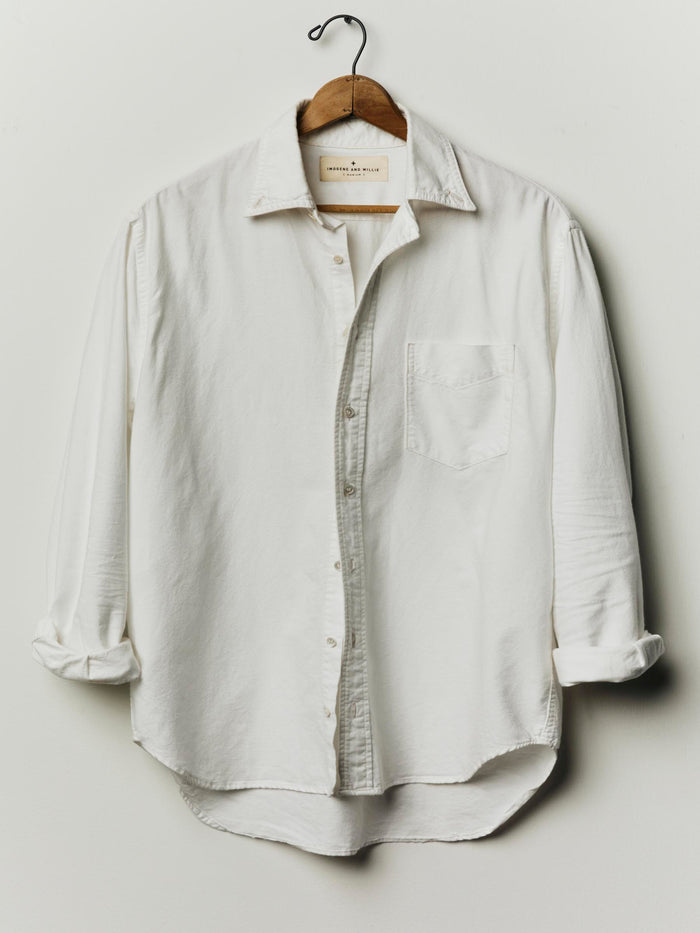 Light Gray lightweight beach oxford in white