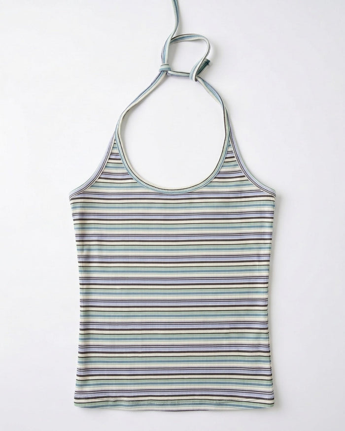 LINE STRIPE HALTERNECK TOP - OCEAN MIX