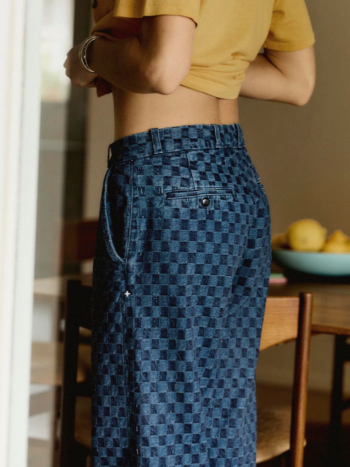 Dark Slate Gray logan washed indigo check