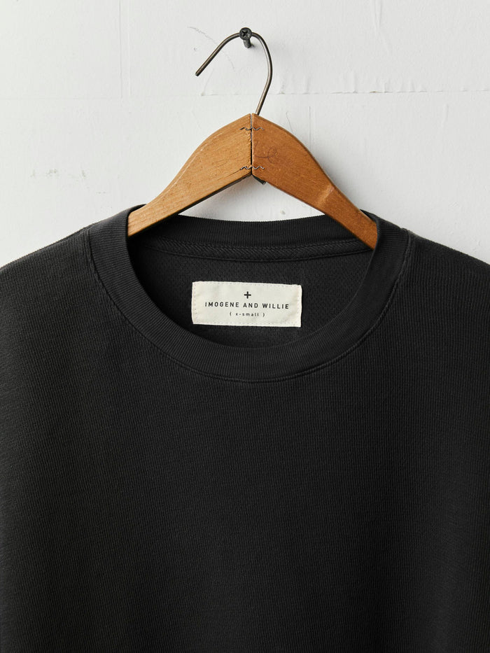 Black long sleeve midweight crew in faded black