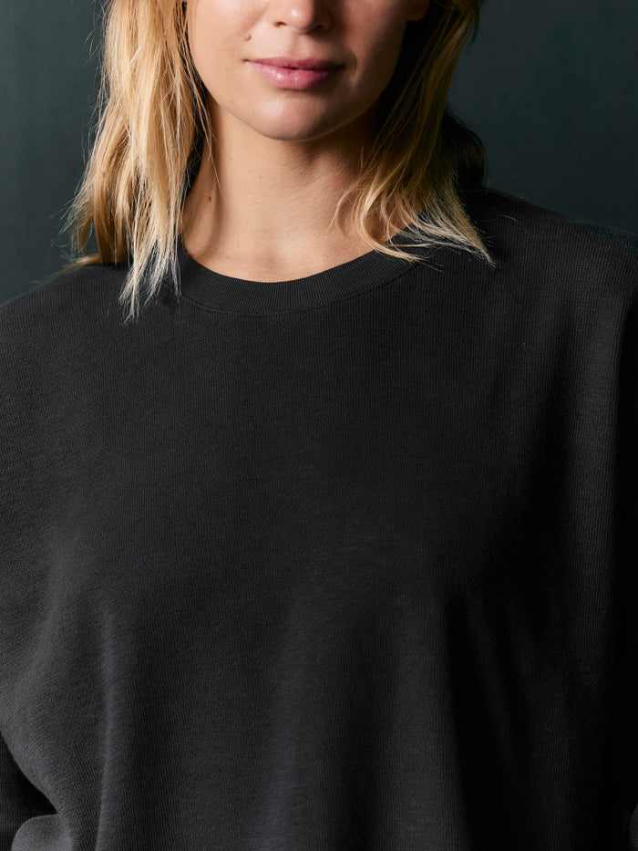 Black long sleeve midweight crew in faded black