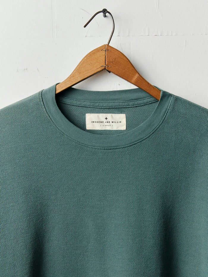 Dim Gray long sleeve midweight crew in spruce