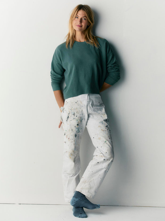 Light Gray long sleeve midweight crew in spruce