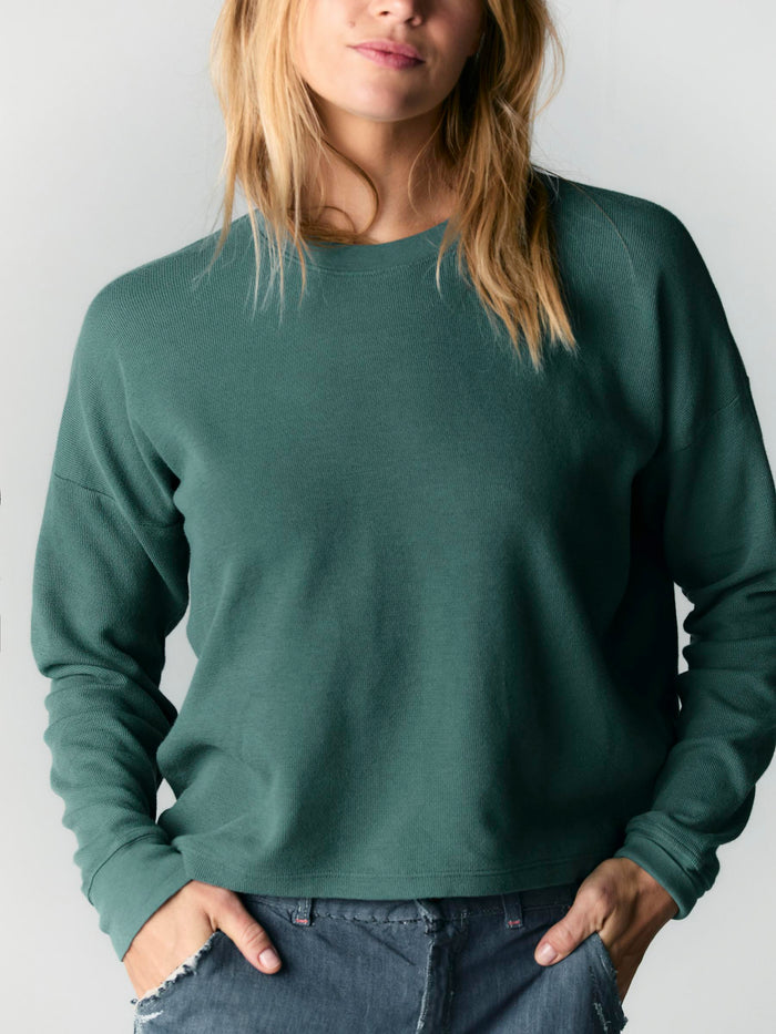 Dark Slate Gray long sleeve midweight crew in spruce