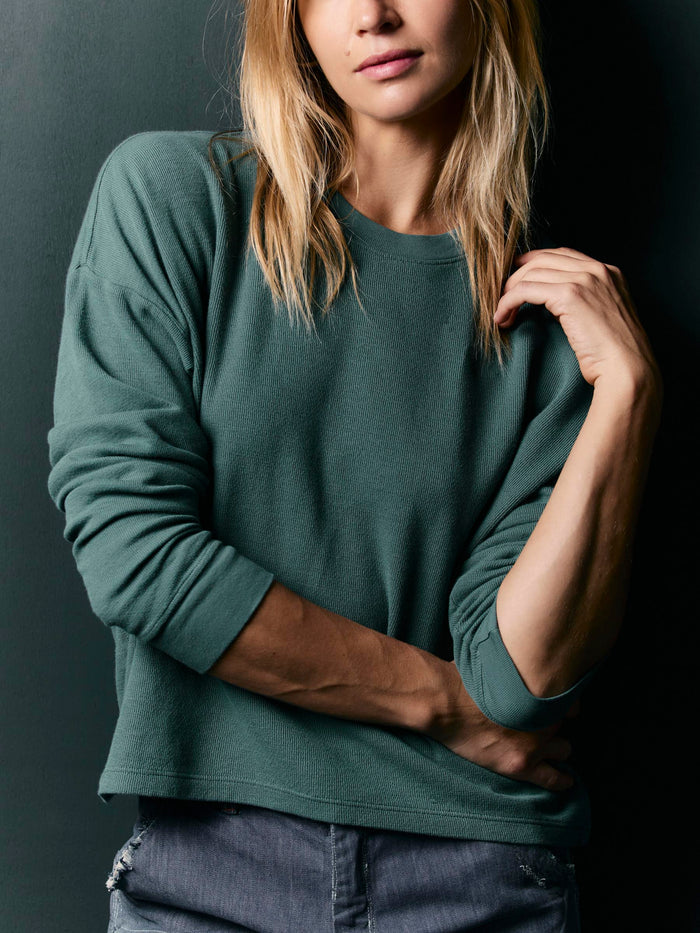 Dark Slate Gray long sleeve midweight crew in spruce