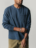 Dark Slate Gray long sleeve pocket tee in faded navy
