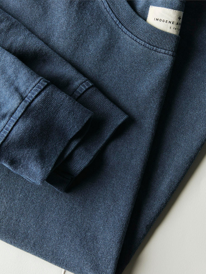 Dark Slate Gray long sleeve pocket tee in faded navy