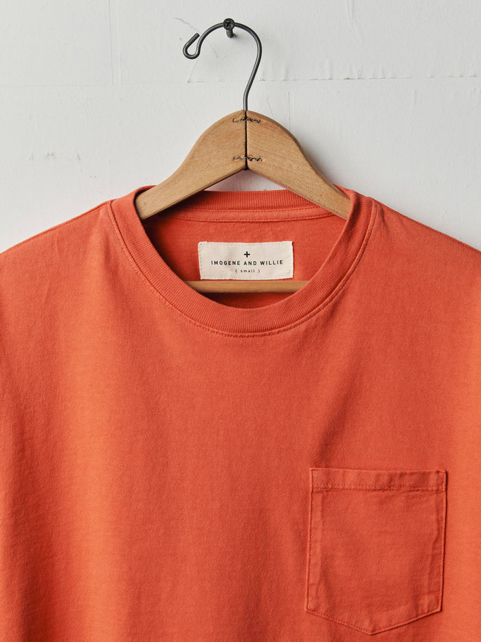 Sienna long sleeve pocket tee in faded orange