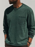 Dark Slate Gray long sleeve pocket tee in faded spruce