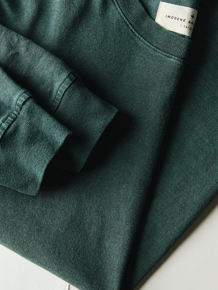 Dark Slate Gray long sleeve pocket tee in faded spruce