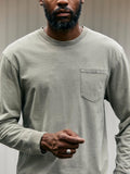 Light Slate Gray long sleeve pocket tee in stone