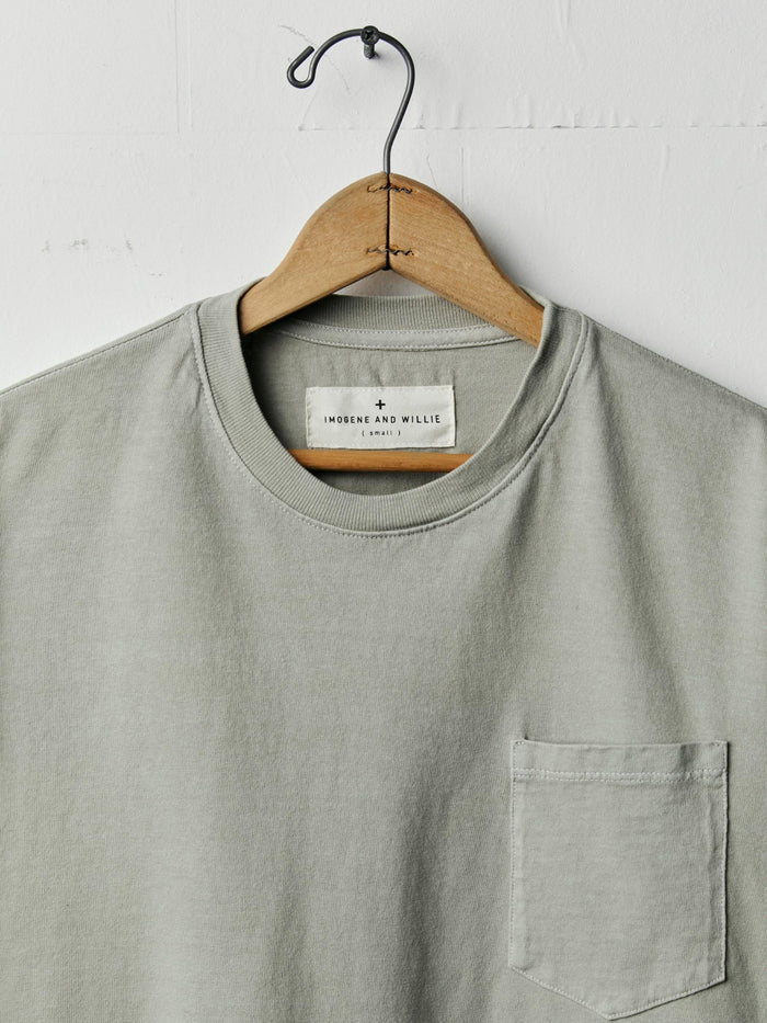 Dark Gray long sleeve pocket tee in stone
