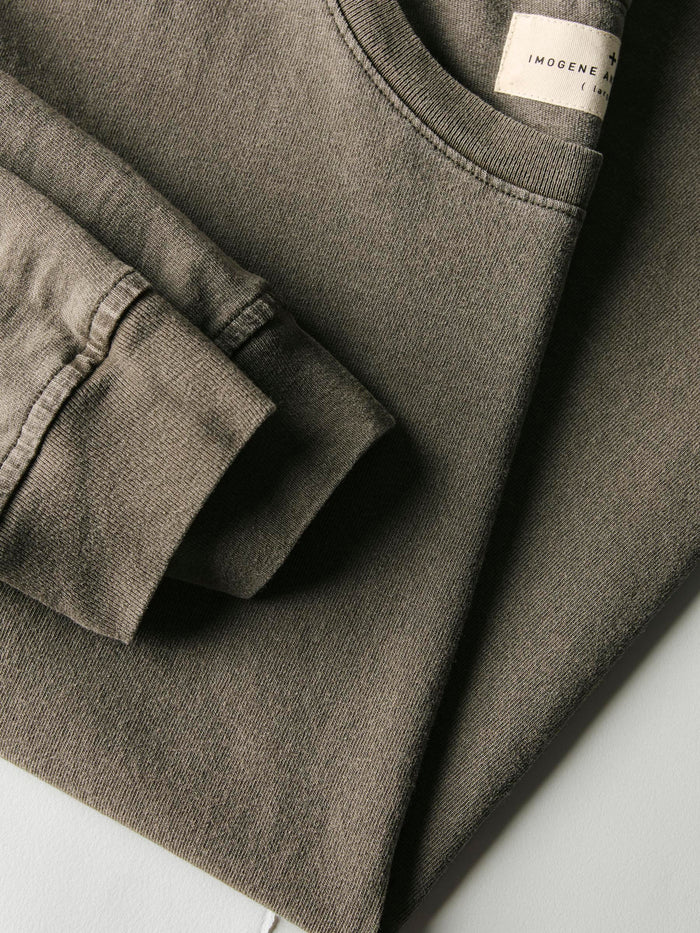 Dim Gray long sleeve pocket tee in washed slate