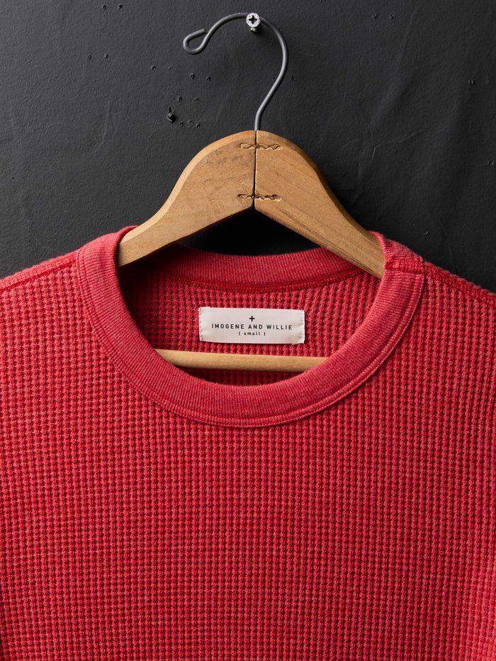 Dark Slate Gray long sleeve waffle thermal in faded red