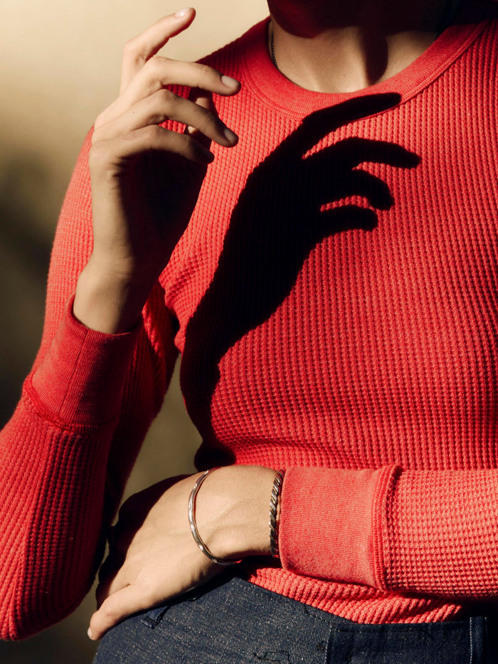 Sienna long sleeve waffle thermal in faded red