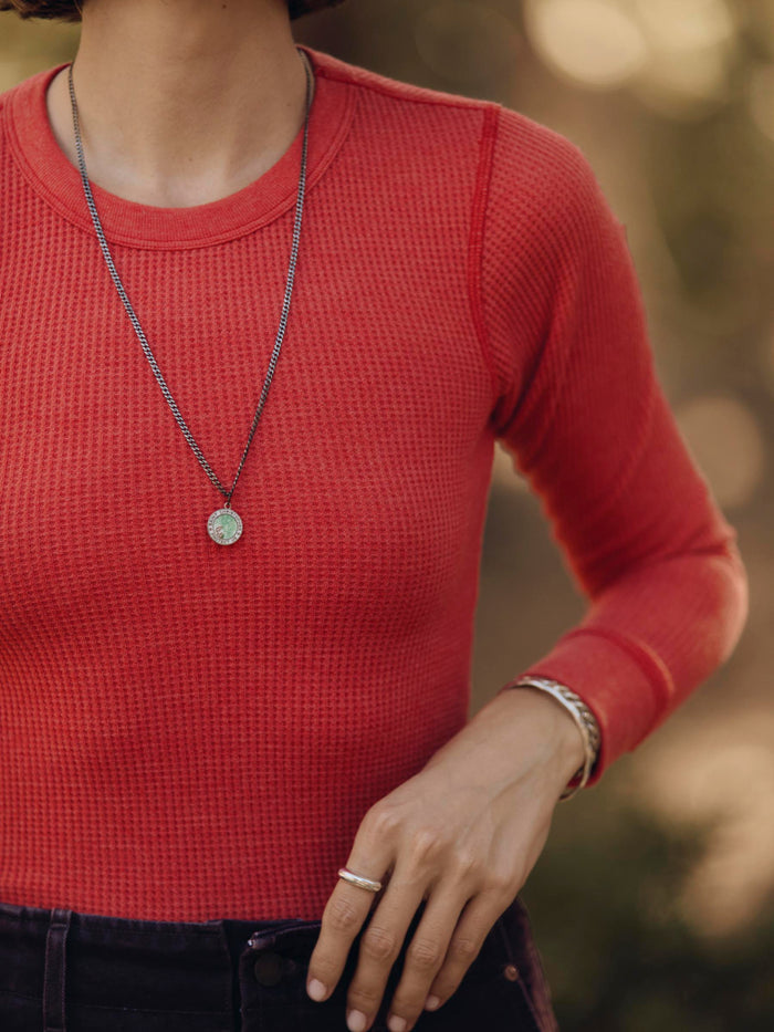 Sienna long sleeve waffle thermal in faded red