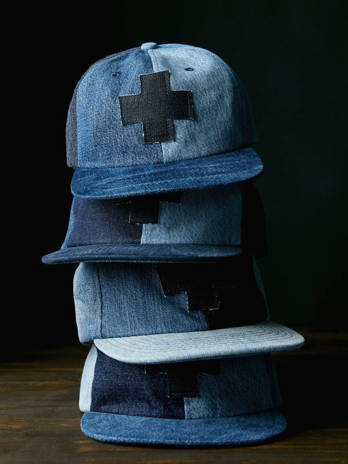 Black love fades recycled denim "plus" cap