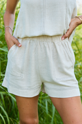 Love in the Light Ivory Stitch Detail Shorts