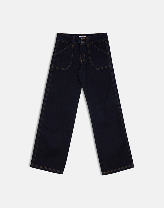 Image of Low Rise Relaxed Cargo Jeans in Indigo