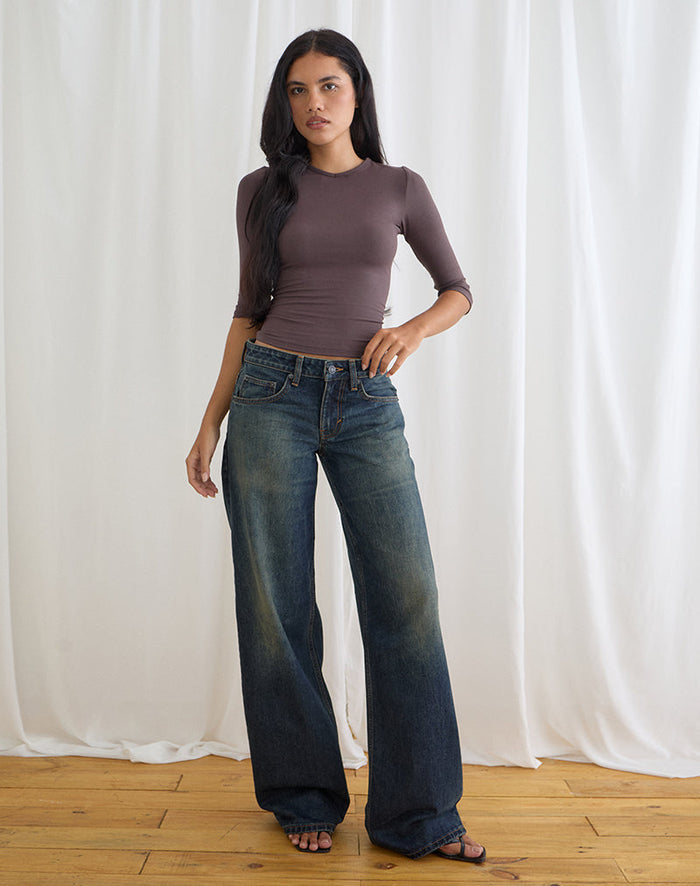 Image of Low Rise Roomy Jeans in Aged Mid Blue