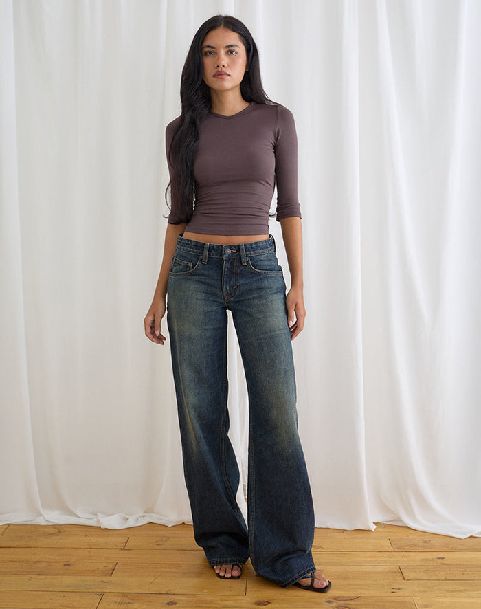 Image of Low Rise Roomy Jeans in Aged Mid Blue