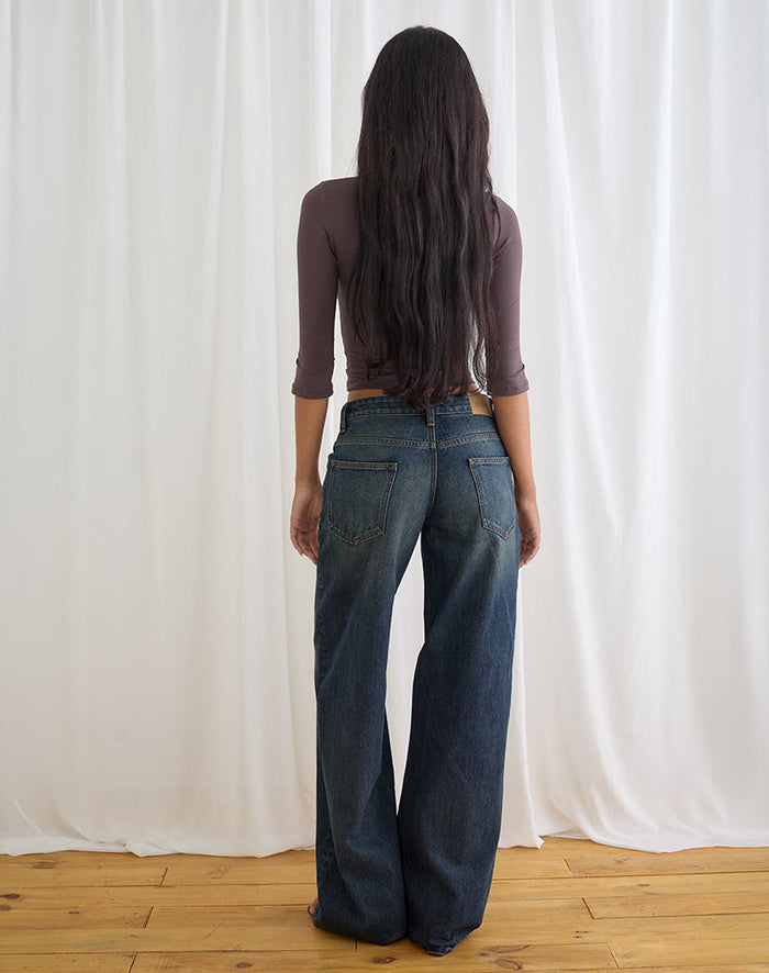 Image of Low Rise Roomy Jeans in Aged Mid Blue