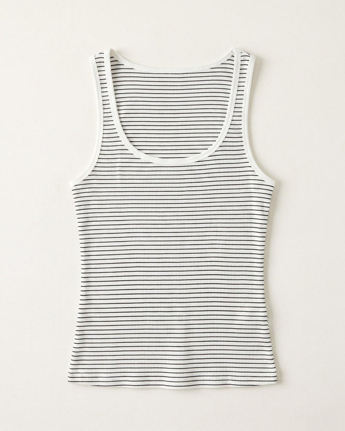 LUNA TANK TOP - WHITE/BLACK STRIPE