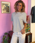 LYKKE STRIPE TEE - WHITE/BLACK