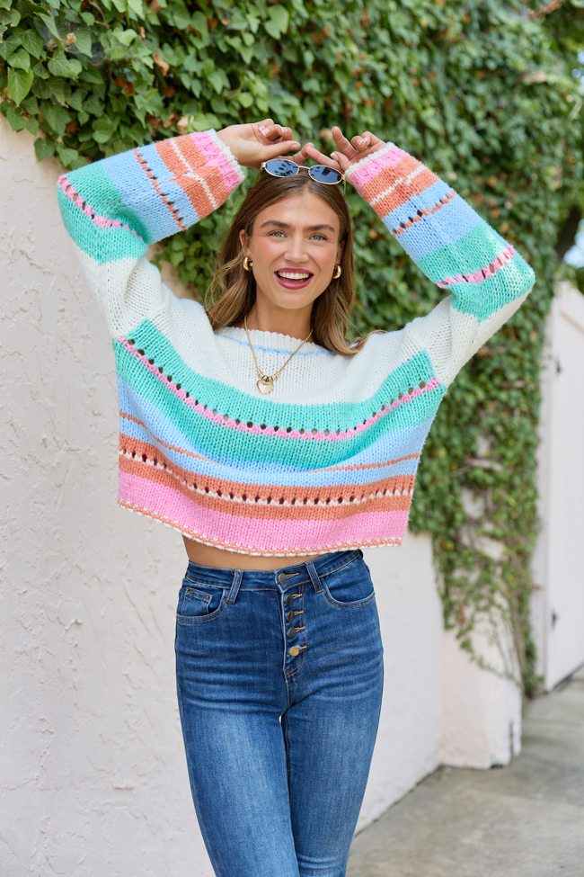 Macy Multi Color Block Crewneck Sweater