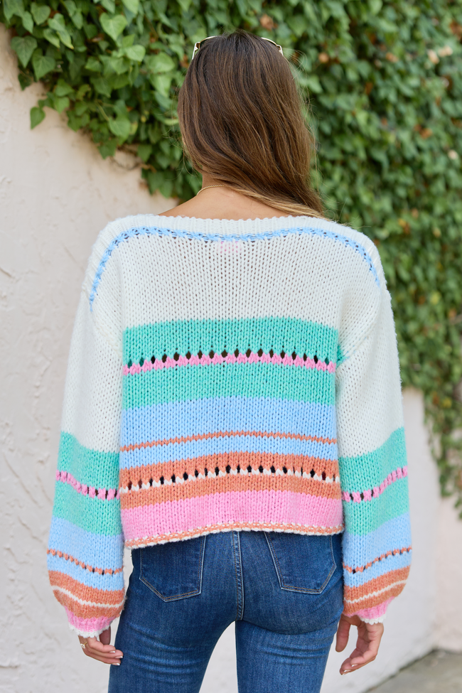 Macy Multi Color Block Crewneck Sweater