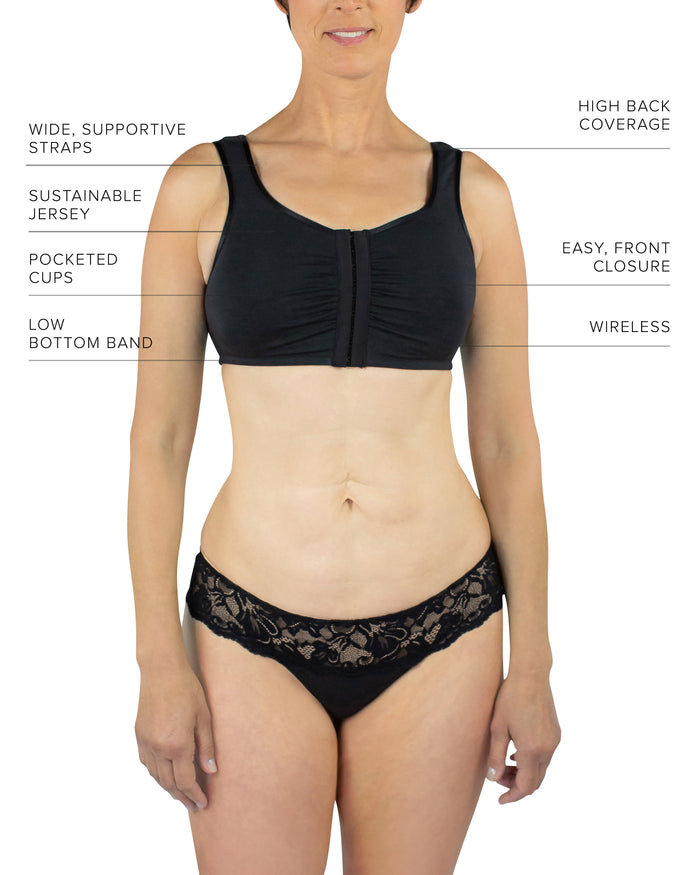 Maia Front Close Bra, Black