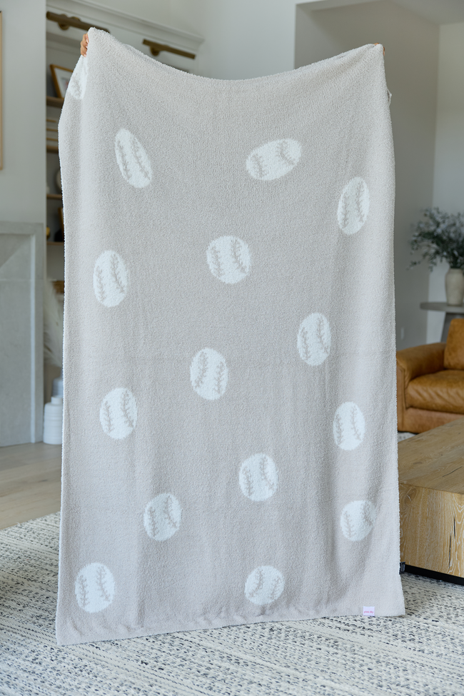 Make Me Believe Baseball Gray Blanket