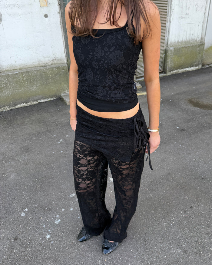 MALOU LACE TANK TOP - BLACK